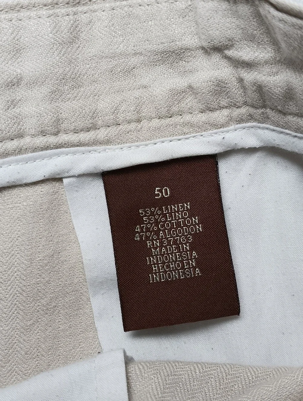 Perry Ellis Mens Linen Blend Chino Shorts Size 50 Beige 11.5